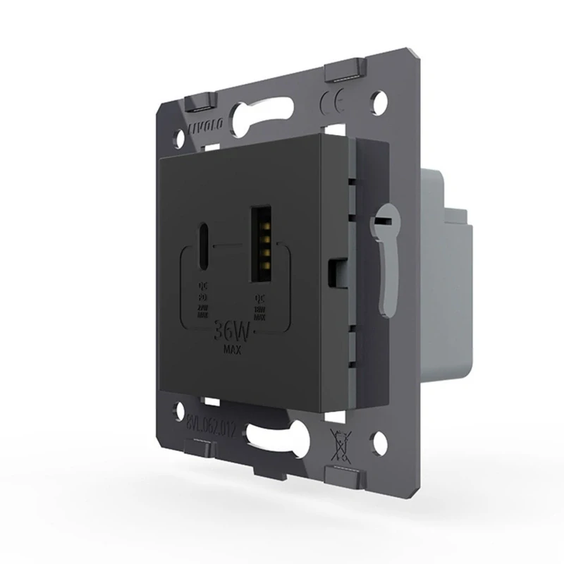 LIVOLO VL-C7-USBAC-12 USB A+C nabíjací modul - čierny